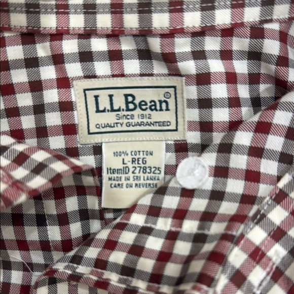 L.L. Bean Red & Brown Wrinkle Resistant Button Down Shirt Size Large - Picture 2 of 9